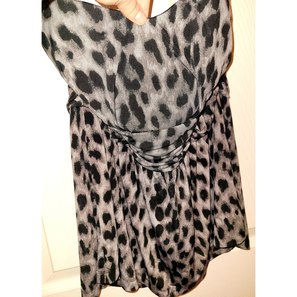 Grey Leopard Print Strapless shirt